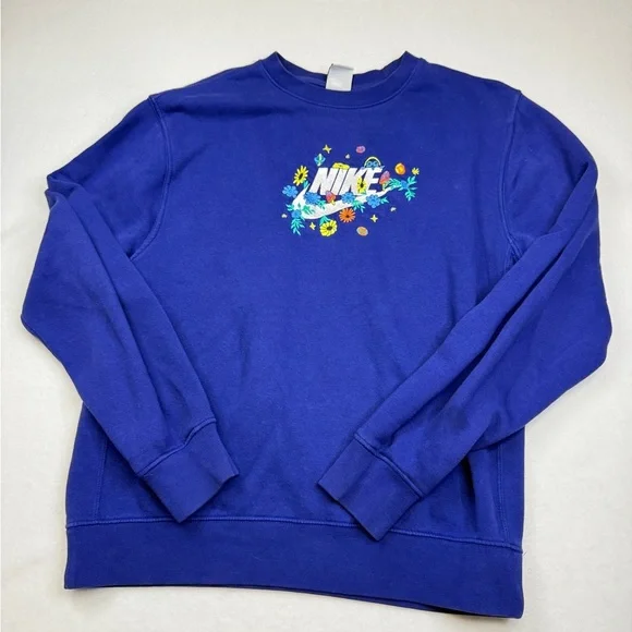Nike Women's Blue Graphic Sweatshirt - Picture 1 of 4